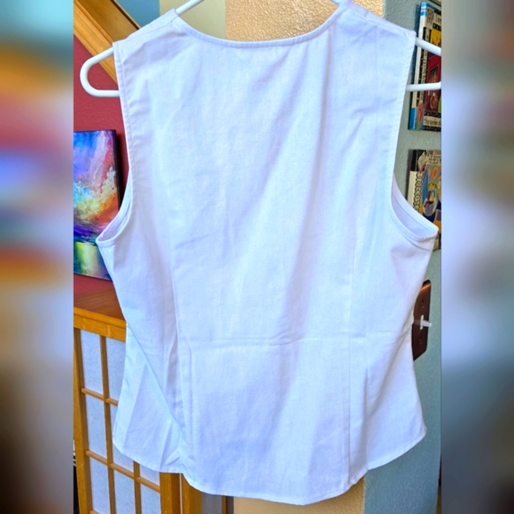 NWT Commense Linen Blends Button Up Tank Blouse in White Size Large - Picture 3 of 14